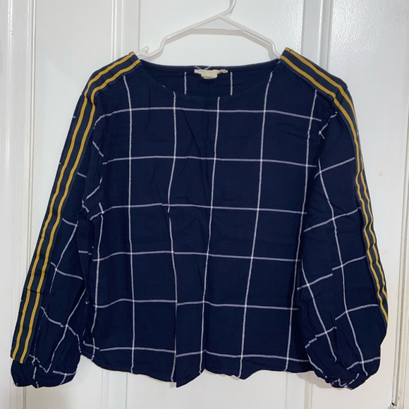 Macys Seven Sisters Striped-Sleeve Top (Blue/White/Yellow, Size M) - Picture 2 of 4